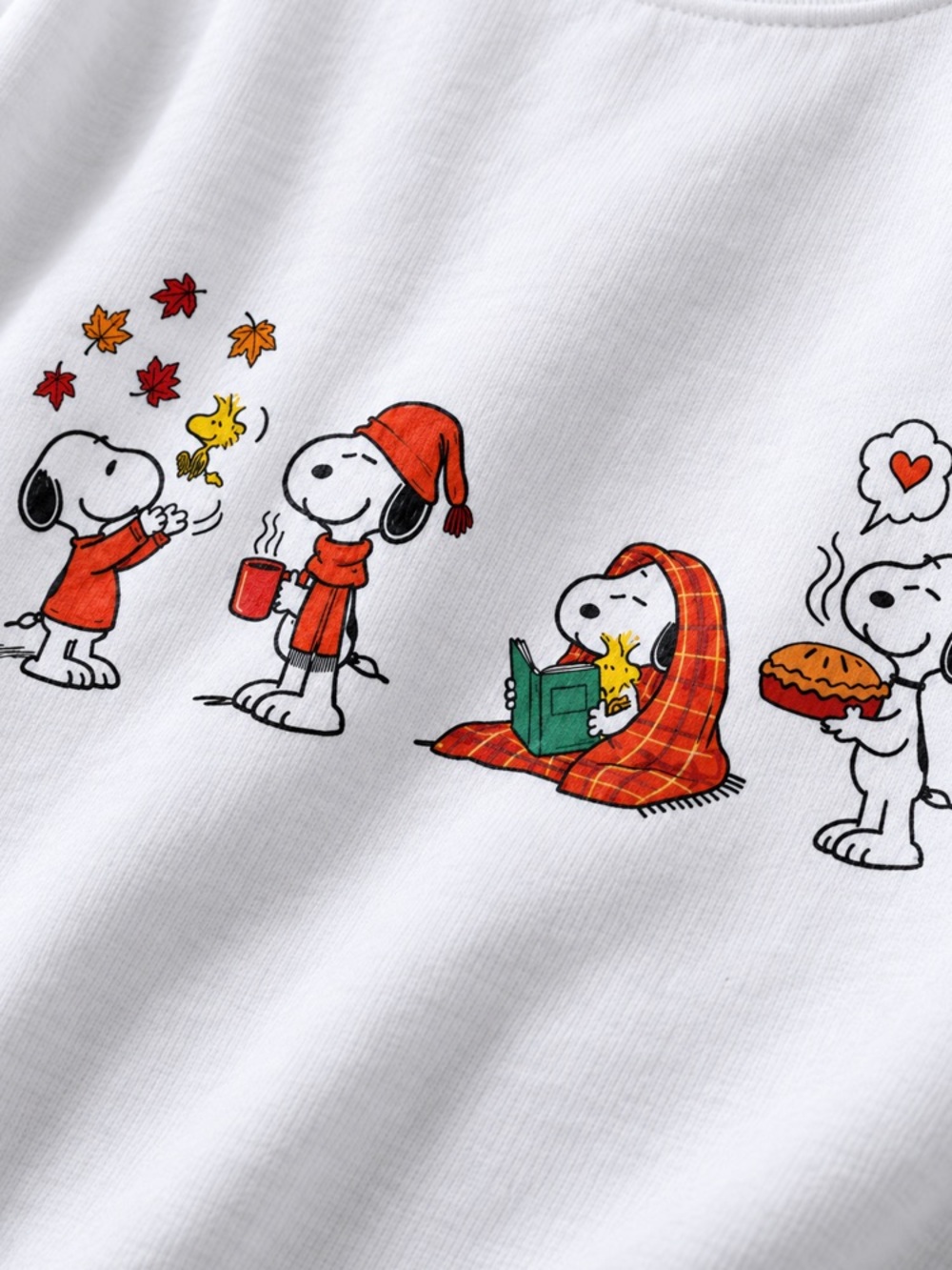 Snoopy Fall Graphic White Crewneck Sweatshirt - Picture 3 of 3